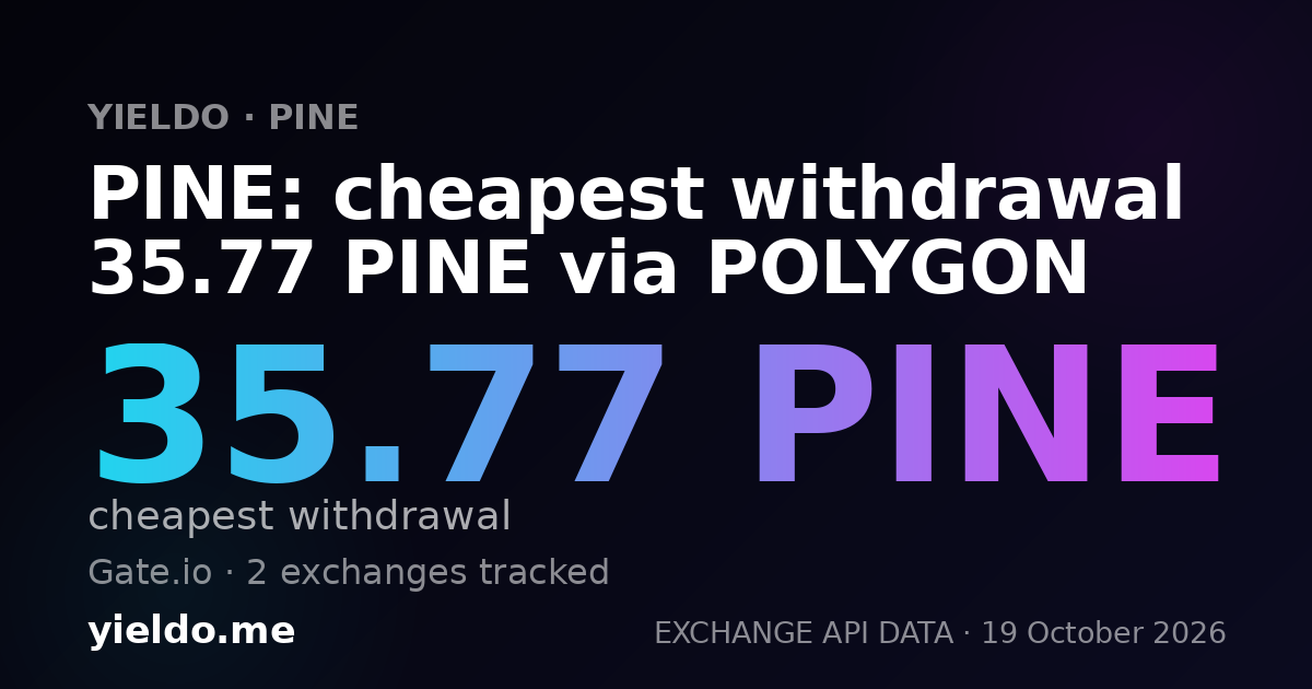 PINE: cheapest withdrawal 35.77 PINE via POLYGON