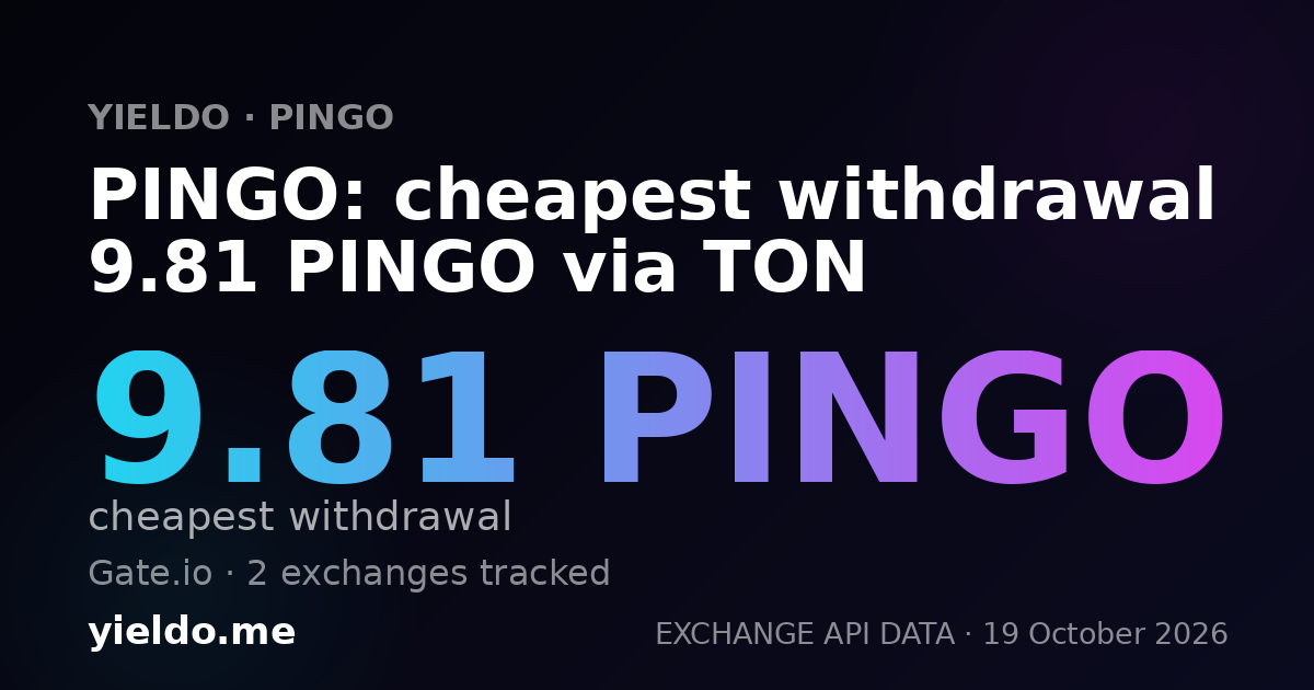 PINGO: cheapest withdrawal 9.81 PINGO via TON