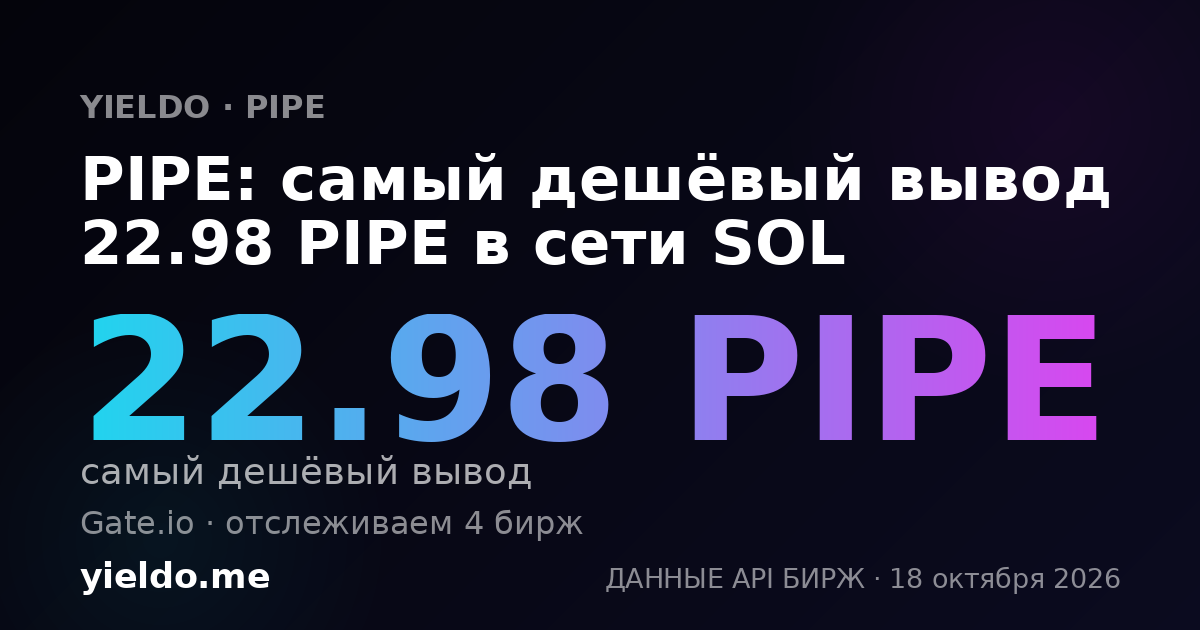 PIPE: самый дешёвый вывод 22.98 PIPE в сети SOL