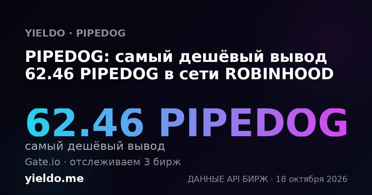 PIPEDOG: самый дешёвый вывод 62.46 PIPEDOG в сети ROBINHOOD
