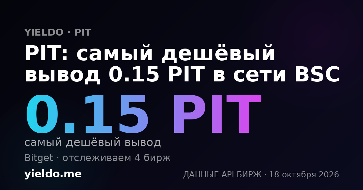 PIT: самый дешёвый вывод 0.15 PIT в сети BSC