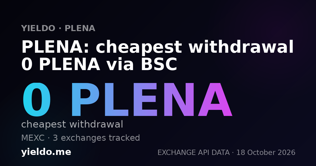 PLENA: cheapest withdrawal 0 PLENA via BSC
