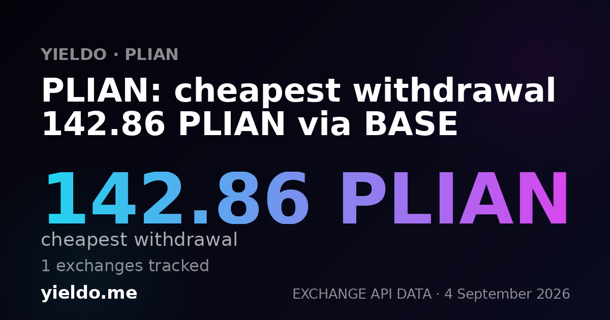 PLIAN: cheapest withdrawal 142.86 PLIAN via BASE