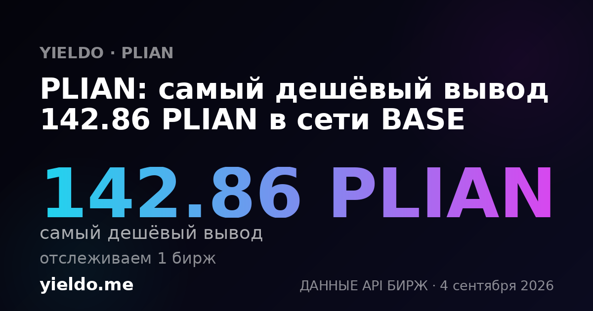 PLIAN: самый дешёвый вывод 142.86 PLIAN в сети BASE