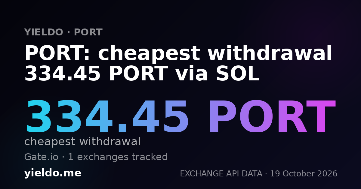 PORT: cheapest withdrawal 334.45 PORT via SOL