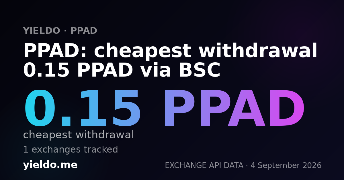PPAD: cheapest withdrawal 0.15 PPAD via BSC