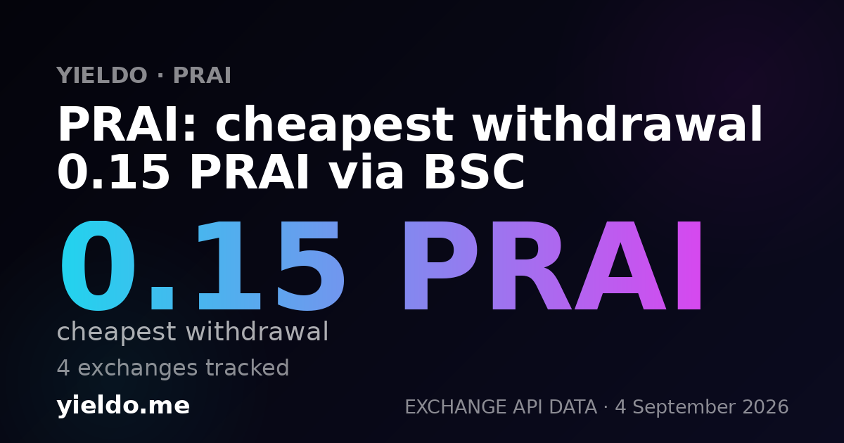 PRAI: cheapest withdrawal 0.15 PRAI via BSC