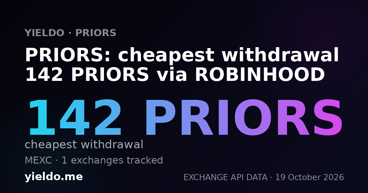 PRIORS: cheapest withdrawal 142 PRIORS via ROBINHOOD