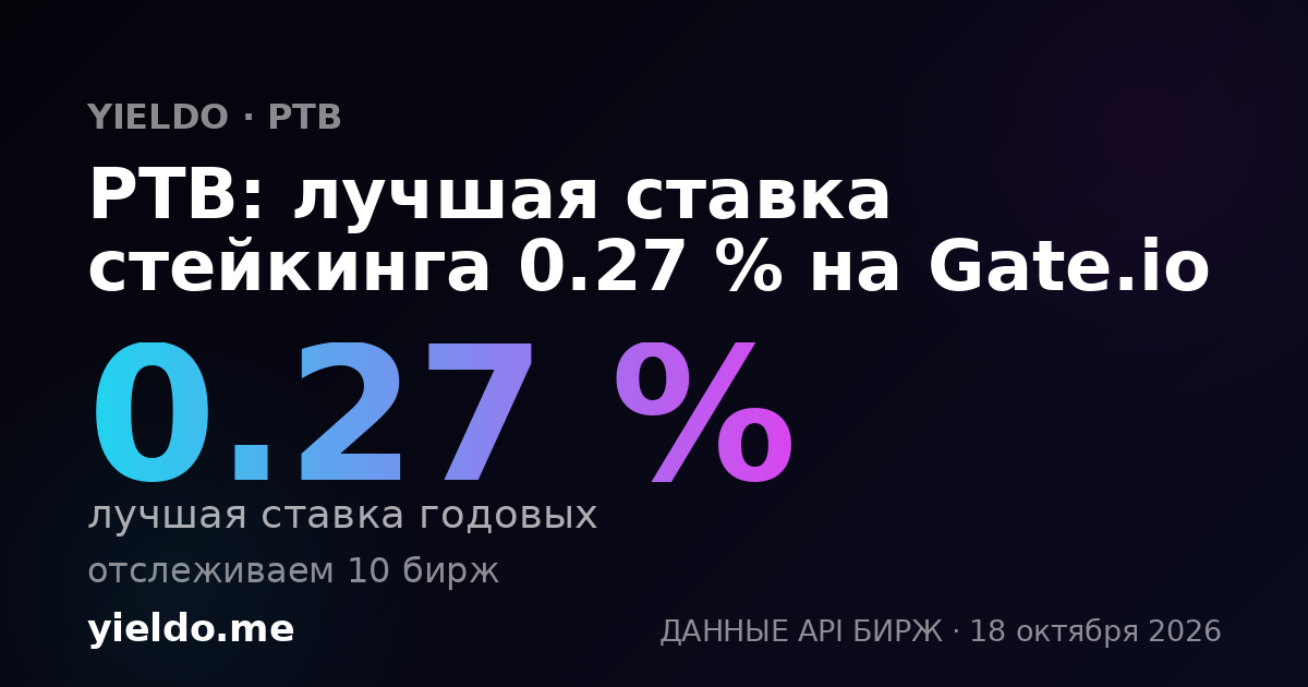 PTB: лучшая ставка стейкинга 0.36 % на Gate.io