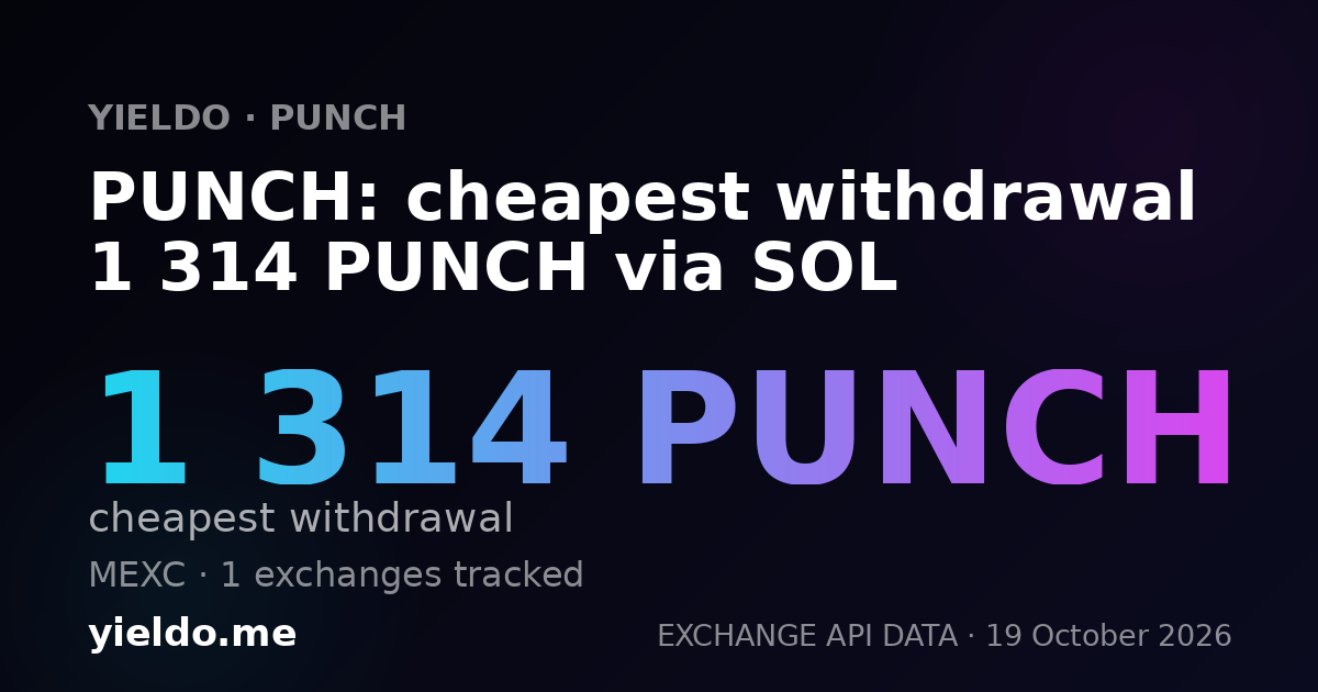 PUNCH: cheapest withdrawal 1 314 PUNCH via SOL