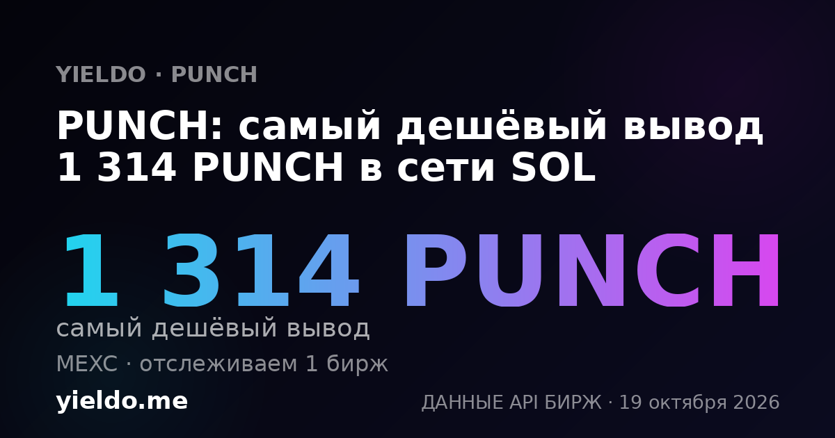 PUNCH: самый дешёвый вывод 1 314 PUNCH в сети SOL