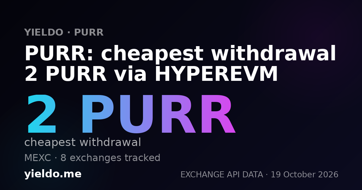 PURR: cheapest withdrawal 2 PURR via HYPEREVM