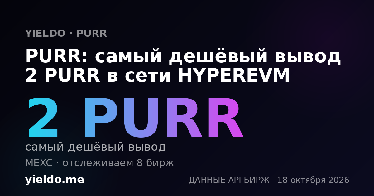 PURR: самый дешёвый вывод 2 PURR в сети HYPEREVM
