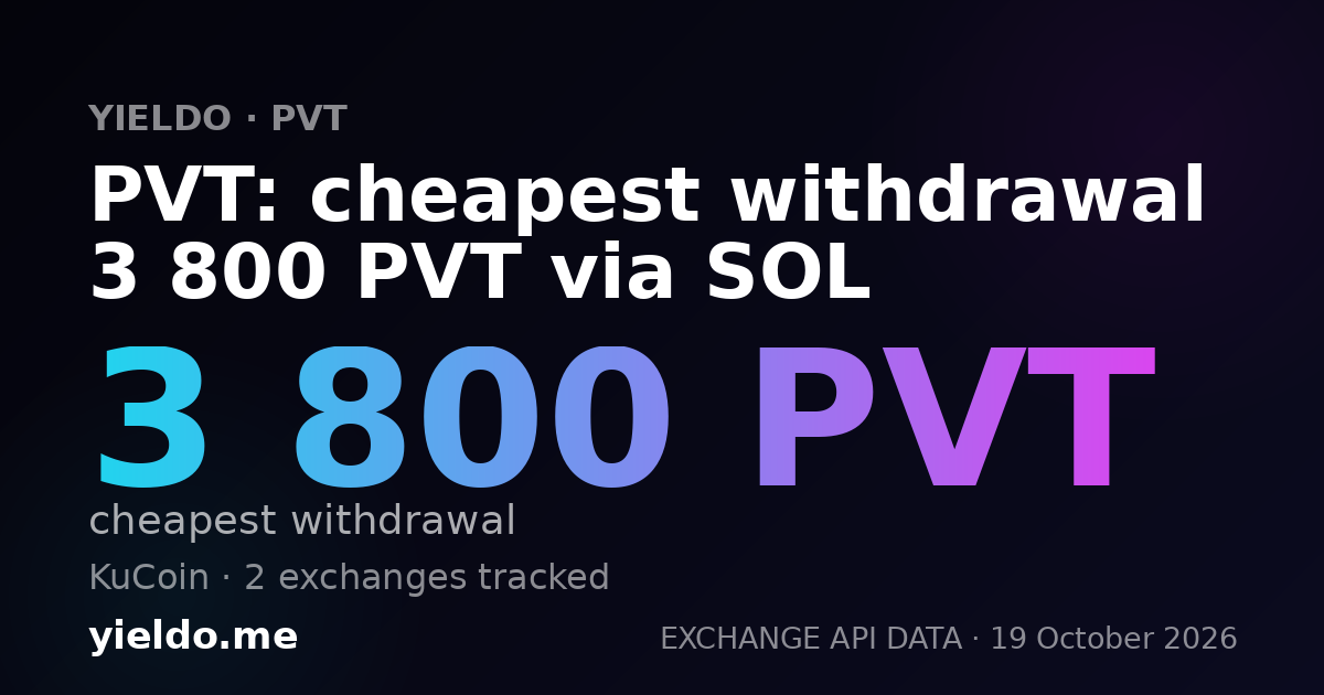 PVT: cheapest withdrawal 3 800 PVT via SOL
