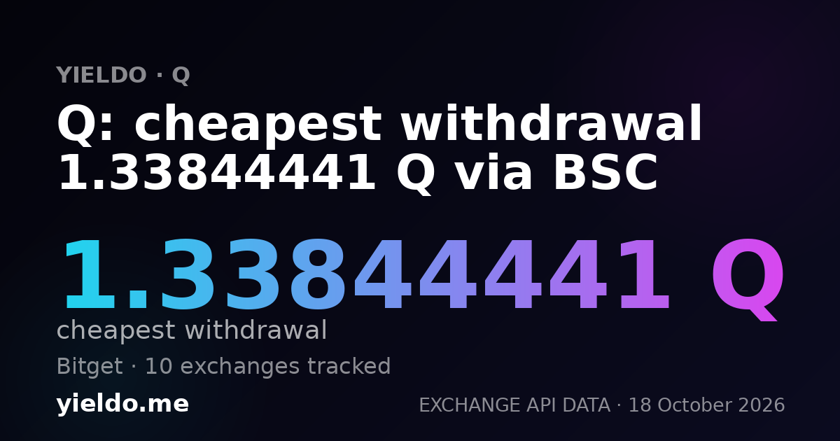 Q: cheapest withdrawal 1.33844441 Q via BSC