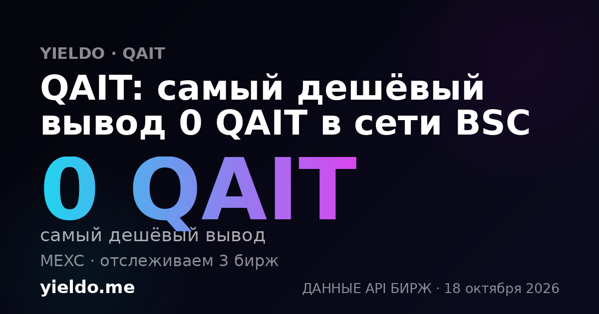 QAIT: самый дешёвый вывод 0 QAIT в сети BSC