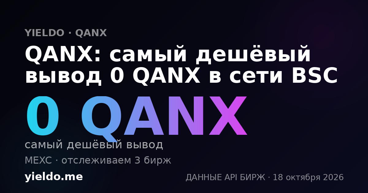 QANX: самый дешёвый вывод 0 QANX в сети BSC