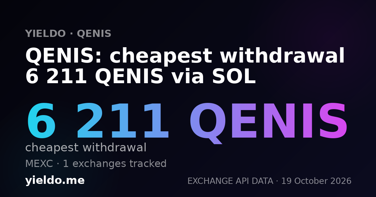 QENIS: cheapest withdrawal 6 211 QENIS via SOL