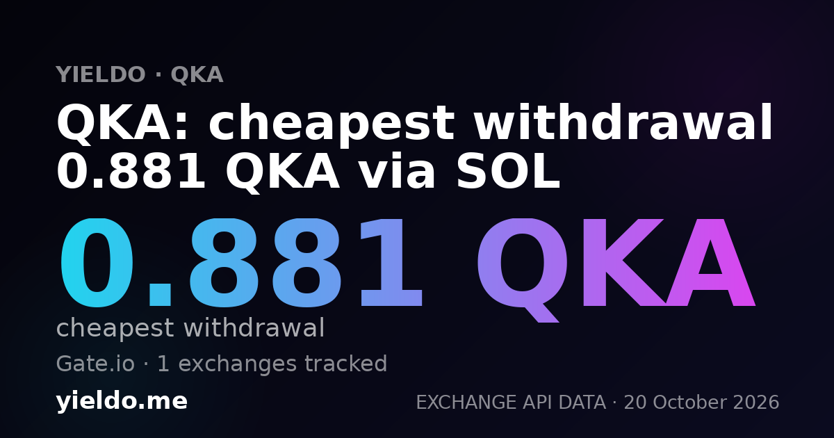QKA: cheapest withdrawal 0.881 QKA via SOL
