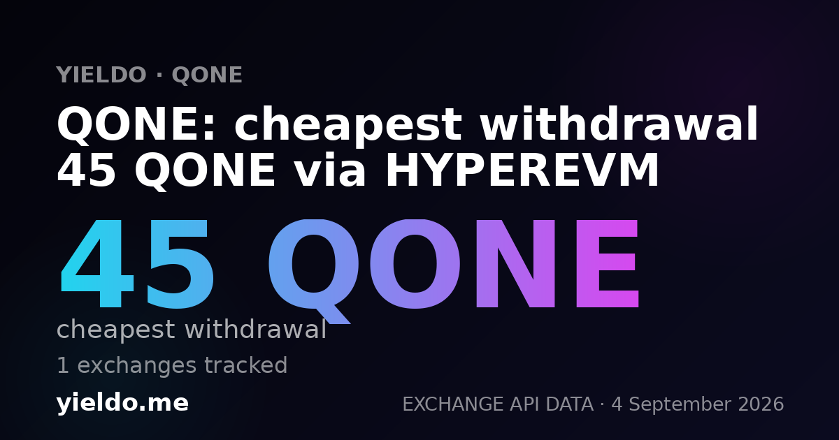 QONE: cheapest withdrawal 45 QONE via HYPEREVM