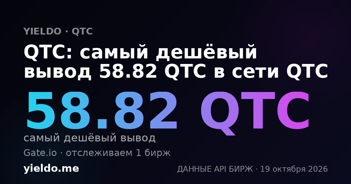 QTC: самый дешёвый вывод 58.82 QTC в сети QTC