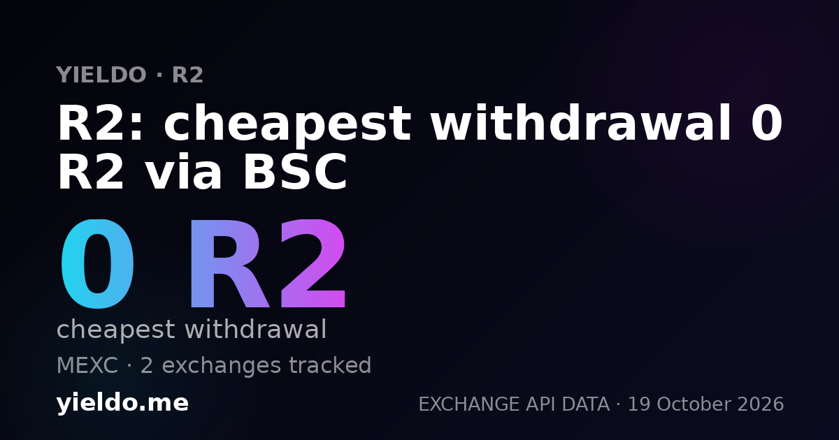 R2: cheapest withdrawal 0 R2 via BSC