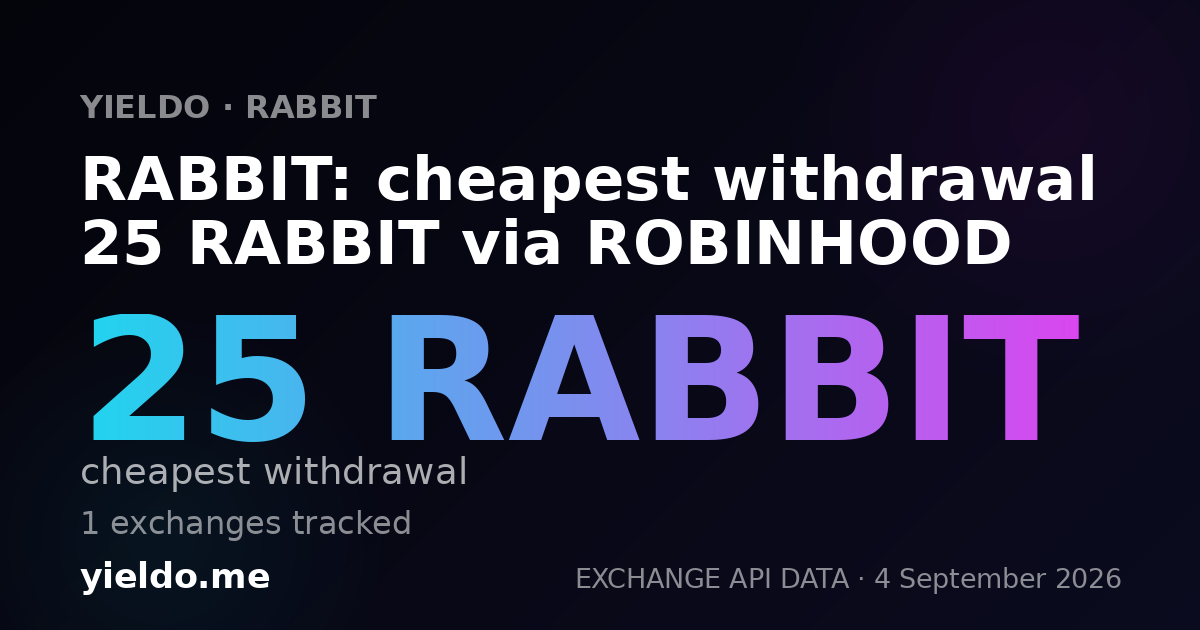RABBIT: cheapest withdrawal 25 RABBIT via ROBINHOOD