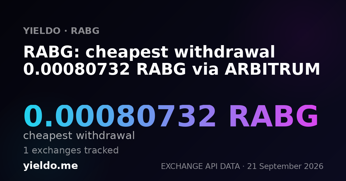 RABG: cheapest withdrawal 0.0008194 RABG via ARBITRUM