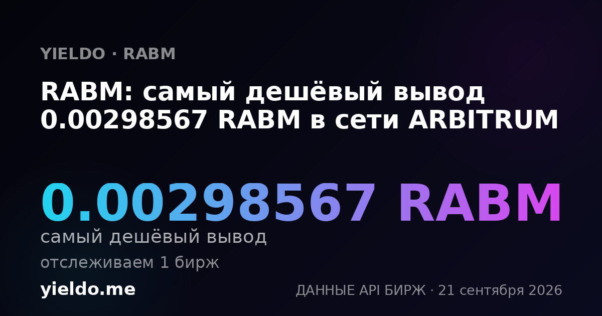 RABM: самый дешёвый вывод 0.00298567 RABM в сети ARBITRUM