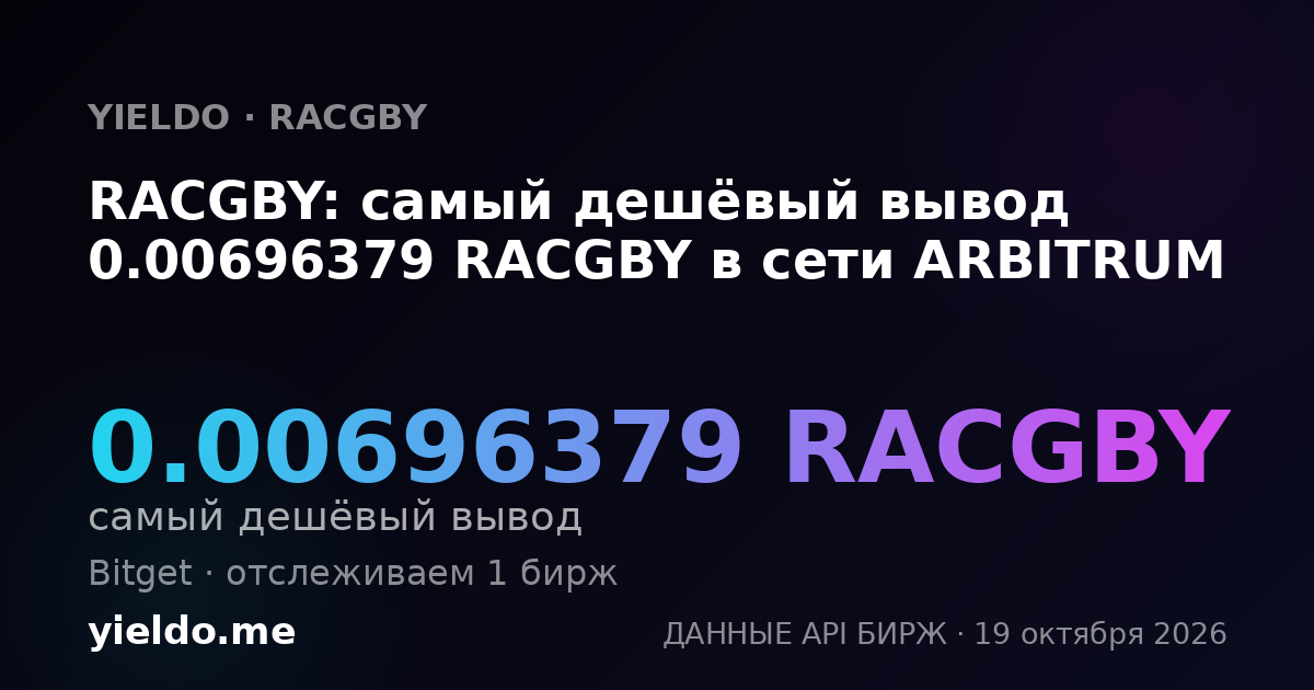 RACGBY: самый дешёвый вывод 0.00696379 RACGBY в сети ARBITRUM