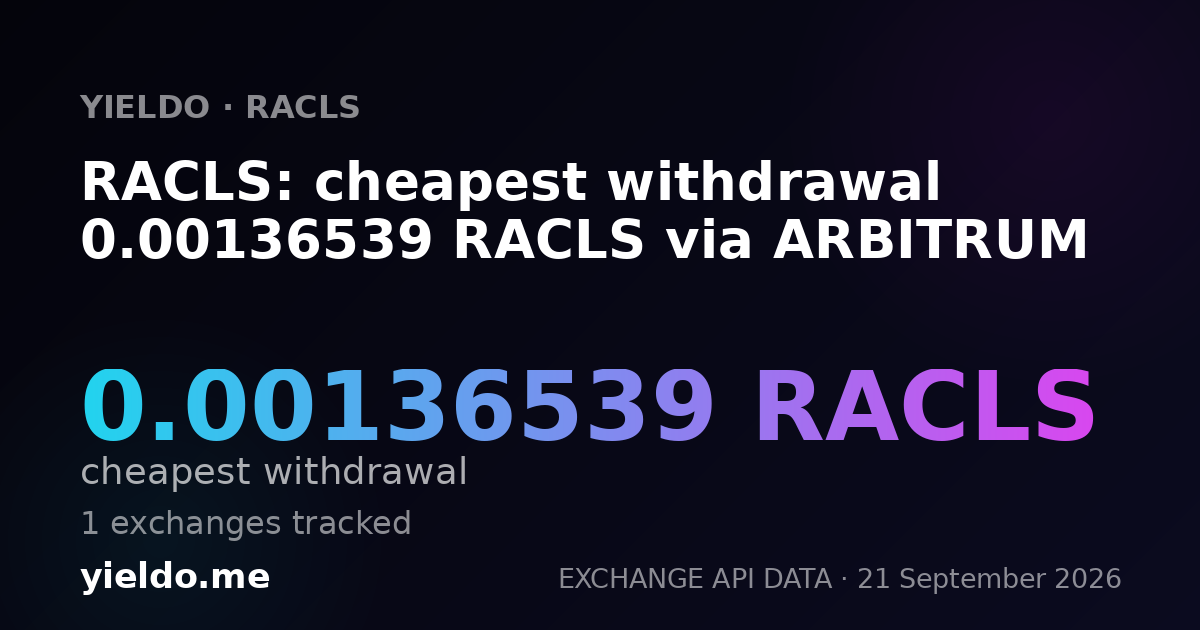 RACLS: cheapest withdrawal 0.00136539 RACLS via ARBITRUM
