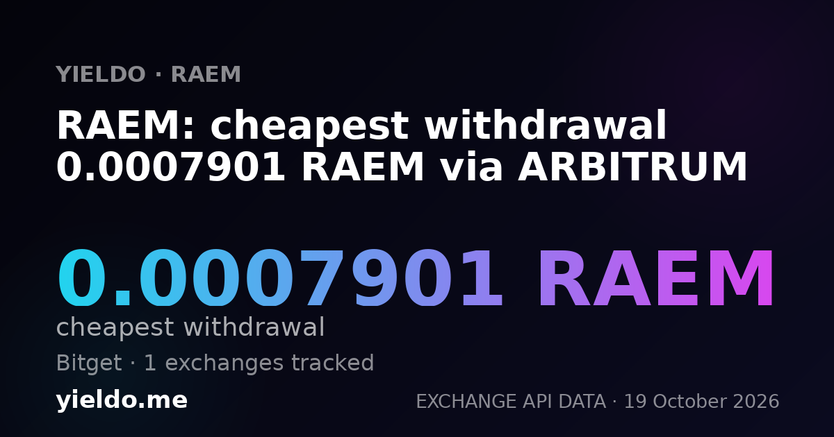 RAEM: cheapest withdrawal 0.0007901 RAEM via ARBITRUM