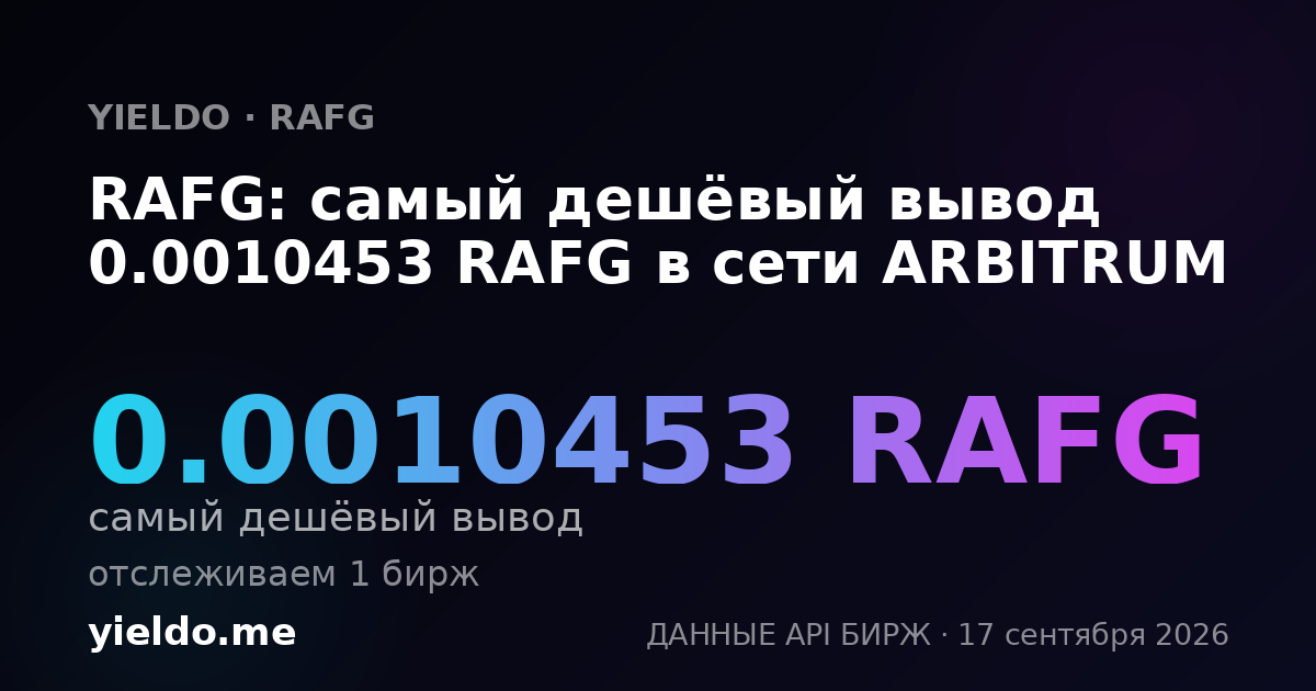 RAFG: самый дешёвый вывод 0.0010453 RAFG в сети ARBITRUM