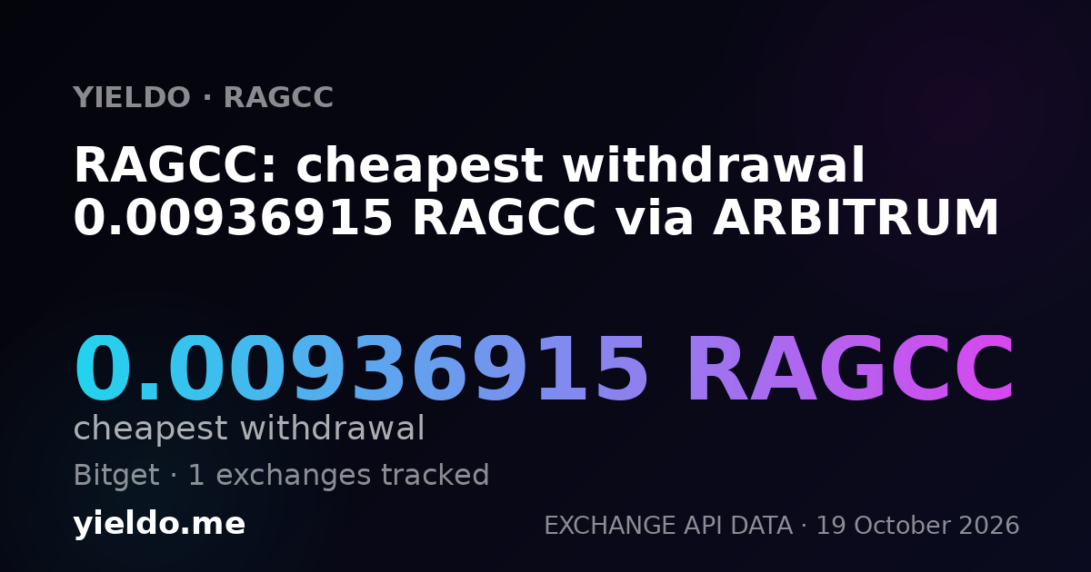 RAGCC: cheapest withdrawal 0.00936915 RAGCC via ARBITRUM