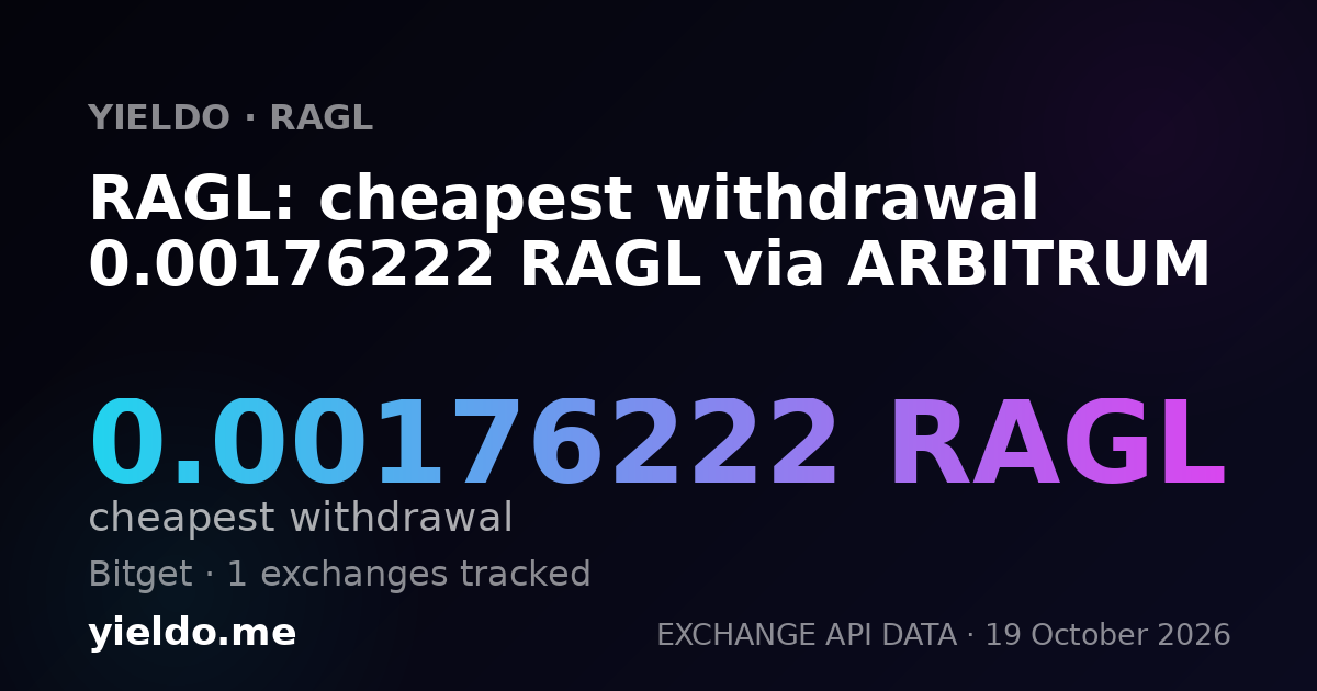 RAGL: cheapest withdrawal 0.00176222 RAGL via ARBITRUM