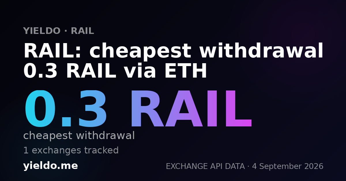 RAIL: cheapest withdrawal 0.3 RAIL via ETH