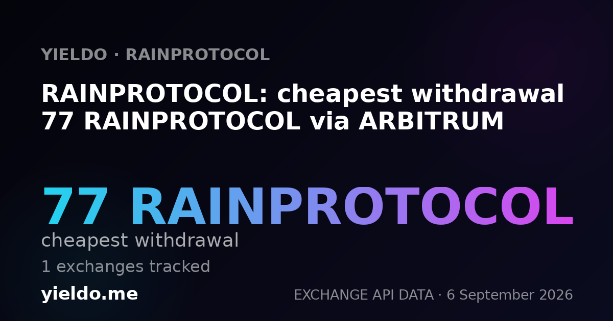 RAINPROTOCOL: cheapest withdrawal 77 RAINPROTOCOL via ARBITRUM
