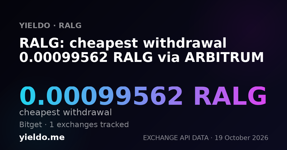 RALG: cheapest withdrawal 0.00099562 RALG via ARBITRUM