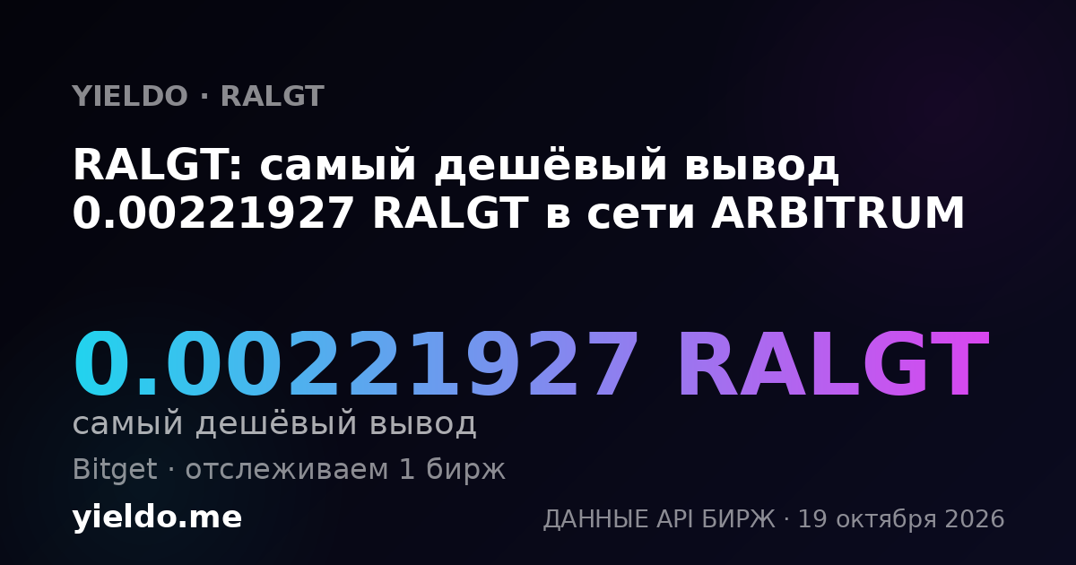 RALGT: самый дешёвый вывод 0.00221927 RALGT в сети ARBITRUM