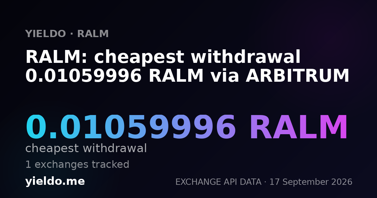 RALM: cheapest withdrawal 0.01063076 RALM via ARBITRUM