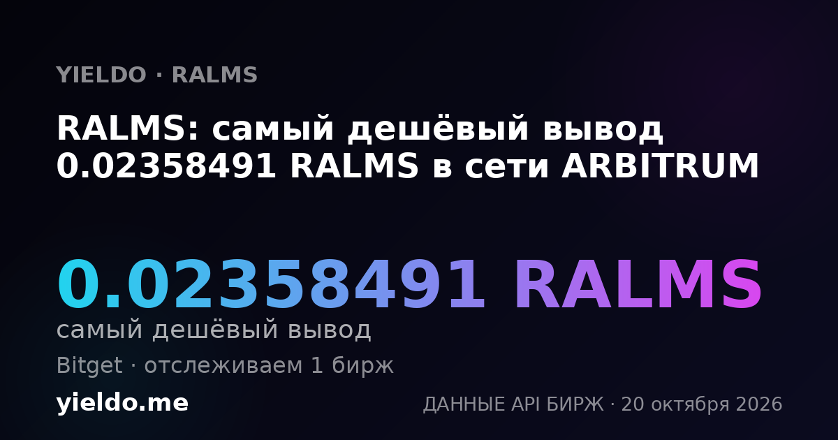 RALMS: самый дешёвый вывод 0.02362205 RALMS в сети ARBITRUM
