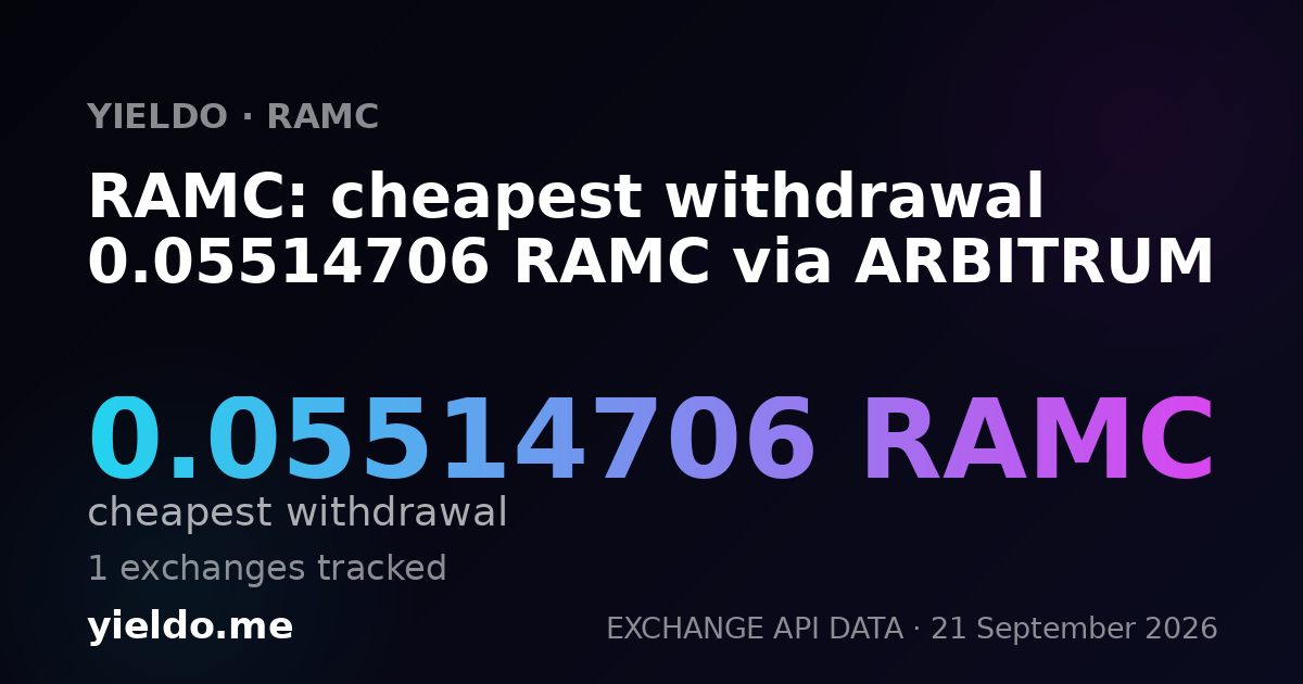 RAMC: cheapest withdrawal 0.05514706 RAMC via ARBITRUM