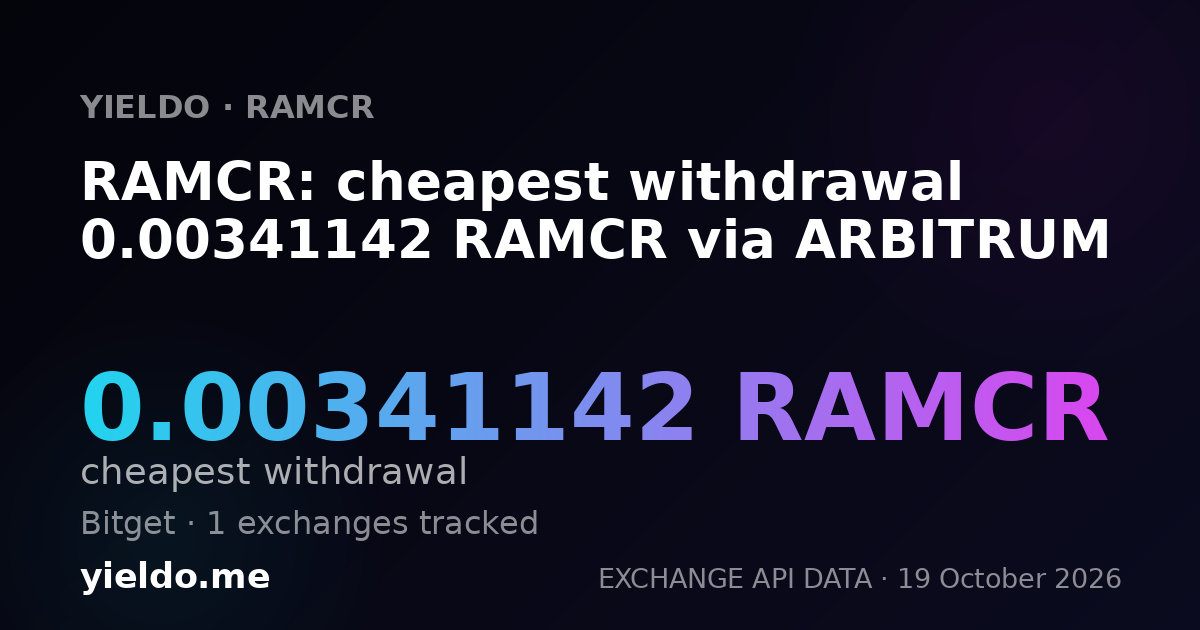 RAMCR: cheapest withdrawal 0.00341142 RAMCR via ARBITRUM