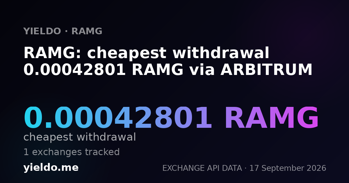 RAMG: cheapest withdrawal 0.00043732 RAMG via ARBITRUM