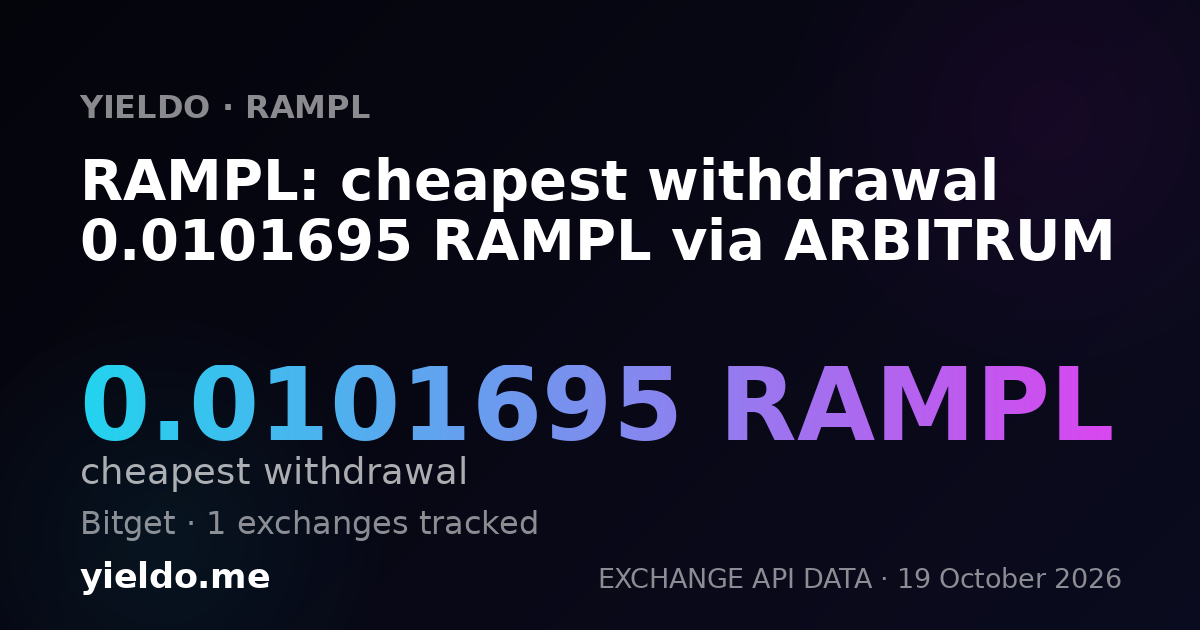 RAMPL: cheapest withdrawal 0.0101695 RAMPL via ARBITRUM