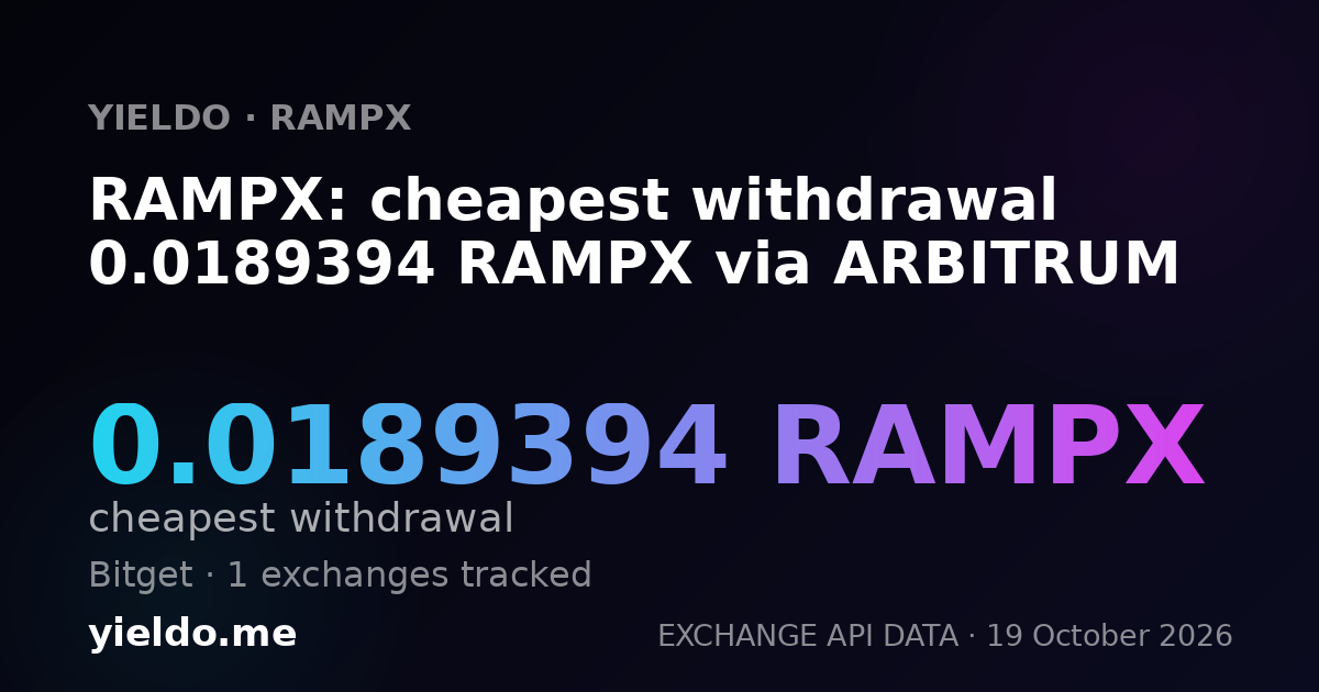 RAMPX: cheapest withdrawal 0.0189394 RAMPX via ARBITRUM
