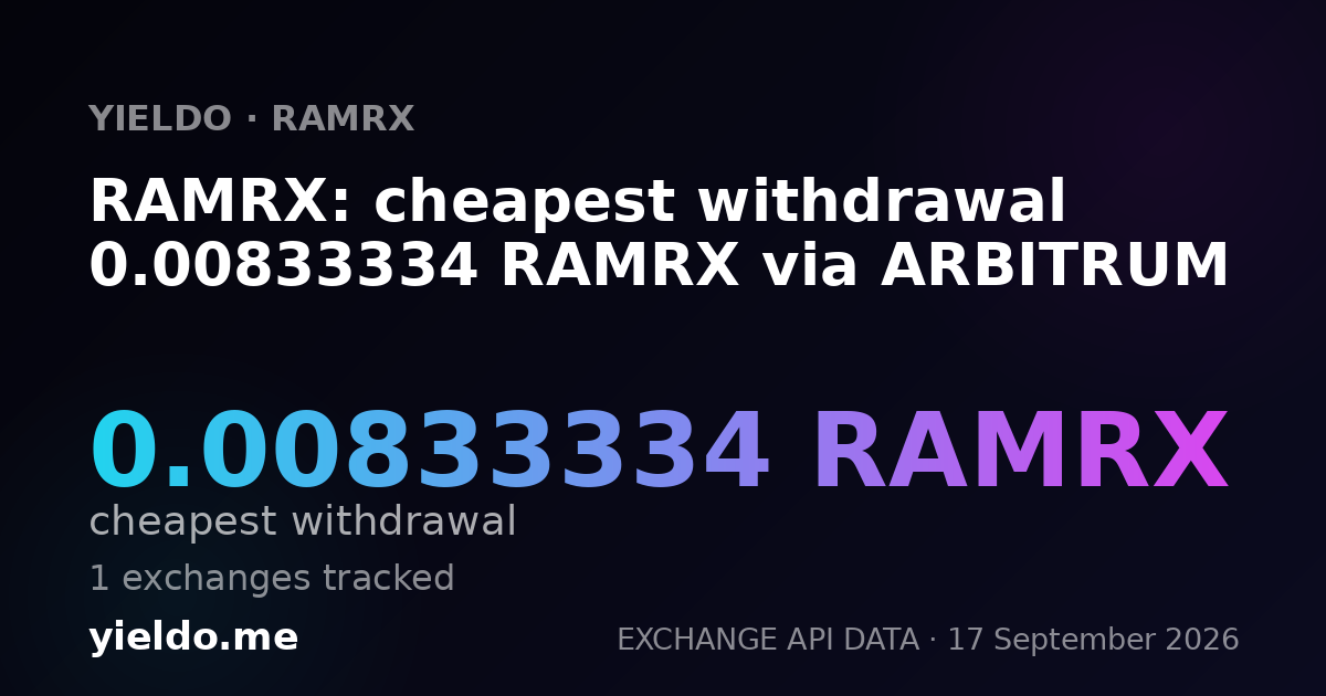 RAMRX: cheapest withdrawal 0.00833334 RAMRX via ARBITRUM