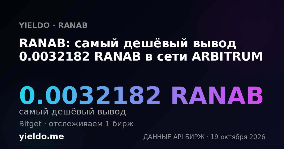 RANAB: самый дешёвый вывод 0.0032182 RANAB в сети ARBITRUM