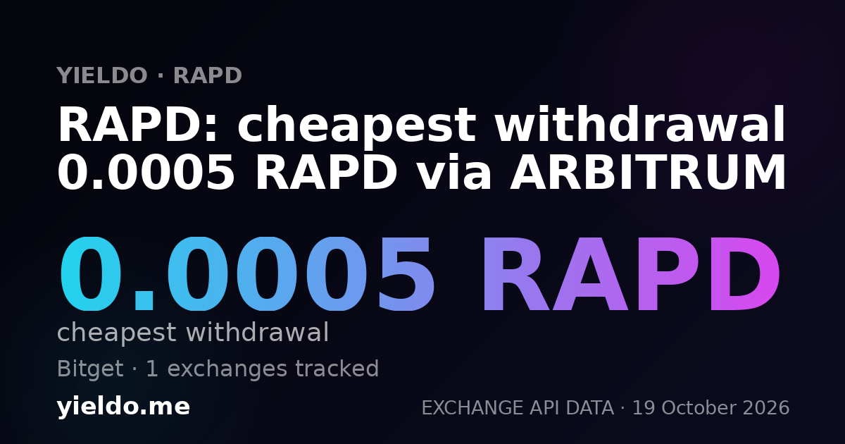 RAPD: cheapest withdrawal 0.00049999 RAPD via ARBITRUM