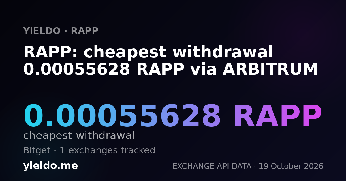 RAPP: cheapest withdrawal 0.00055628 RAPP via ARBITRUM